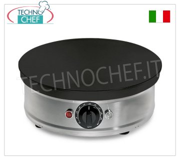 Technochef - Crêpière ÉLECTRIQUE avec PLAQUE EN FONTE CHROME diamètre 350 mm Plan de travail ÉLECTRIQUE CREEPER avec TABLE DE CUISSON EN FONTE CHROMÉE, DIAMÈTRE 350 mm, COMMANDE THERMOSTATIQUE, V. 230/1, Kw. 2,00, poids 10 kg, dim. mm. 350x350x135h