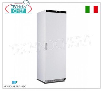 MONDIAL FRAMEC - Meuble Congélateur - Congélateur 1 Porte, lt.360, Mod.KICN40LT Armoire congélateur-congélateur 1 porte, MONDIAL FRAMEC, structure externe en tôle d'acier blanche, capacité 360 litres, température négative -15°/-25°C, statique avec évaporateur à grille, V. 230/1, Kw. 0,19, poids 70 kg, dim.mm.600x620x1882h