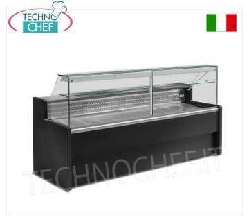 Comptoir froid charcuterie, temp. +4°+6°C. , Statique avec réserve, verre droit fixe, profondeur 78 cm