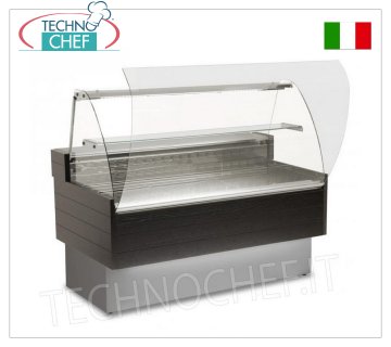 KIBUK Display Comptoir Réfrigéré, VERRE COURBE longueur 150 cm, avec réserve et groupe frigorifique