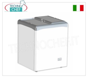 Congélateur coffre, portes vides, 112 lt, statique, Temp.-25°/-18°C, mod.VIC150CCS Congélateur coffre horizontal, 2 portes coulissantes pleines, capacité 112 litres, température -25°/-18°C, réfrigération statique, Gaz R290, V.230/1, Kw/24h.0.87, Poids 48 Kg, dim.mm.682x651x865h