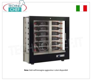 CAVE À VIN-TECA capacité 24 bouteilles Horizontale, Statique-Ventilée, 3 Côtés Vitrés pour INSTALLATION MURALE, Ligne SLIM, profondeur 36 cm