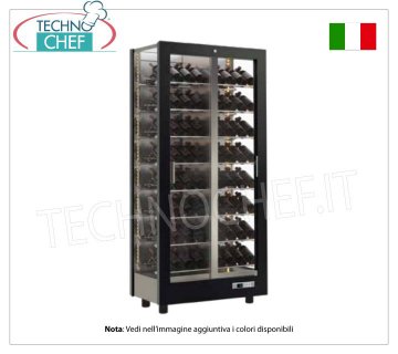 CAVE À VIN-CAPACITÉ 112 bouteilles Inclinée, Ventilée Statique, 3 Côtés Vitrés pour INSTALLATION MURALE