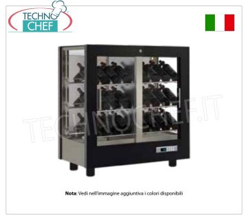 CAVE-CAISSES à VIN, capacité 42 bouteilles Inclinées, Ventilées Statiquement, 3 Côtés Vitrés pour INSTALLATION MURALE
