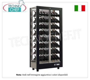 CAVE-TECA pour VIN, capacité 112 bouteilles Inclinée, Ventilée Statique, 4 Côtés Vitrés pour INSTALLATION CENTRALE