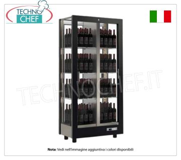 CAVE-TECA pour VIN, capacité 128 bouteilles verticales, ventilation statique, 4 côtés en verre pour INSTALLATION CENTRALE