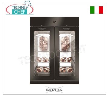ARMOIRE DE MATURATION DE VIANDE, Noir, 2 Portes EN VERRE, capacité max 300 Kg, mod.
