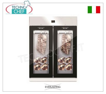 ARMOIRE DE MATURATION DES VIANDES, en acier inoxydable, 2 PORTES VERRES, capacité 300 Kg, mod. VIANDE 1500 VERRE