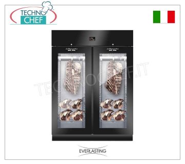 ARMOIRE DE MATURATION DE VIANDE, Noir, 2 PORTES VERRES, Capacité Max 300 Kg, mod. VIANDE 1500 NOIRE