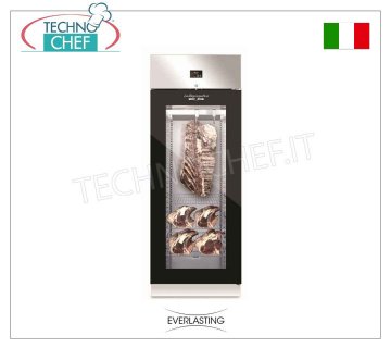 ARMOIRE DE MATURATION DE VIANDE, En Acier Inox, 1 Porte EN VERRE Noir, Charge Max 150 Kg, mod. VIANDE 700 VERRE