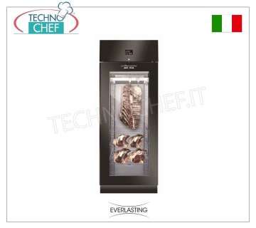 ARMOIRE DE MATURATION DE VIANDE, Noir, 1 Porte VERRE, charge max 150 Kg, mod. STG VIANDE 700 NOIR