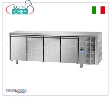 Tecnodom - Réfrigérateur/Table Réfrigérée Professionnelle 4 portes, Mod.TF04MIDGN