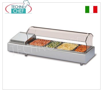 Technochef - VITRINE RÉFRIGÉRÉE COMPTOIR avec VERRE COURBE LIBRE-SERVICE, Temp.+2°/+10°C