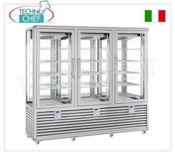 TECHNOCHEF - Vitrine Réfrigérée Pâtissière, Temp.+5°-20°C, 2 Portes, lt.1388, Mod.CGL1300G/G/G2T