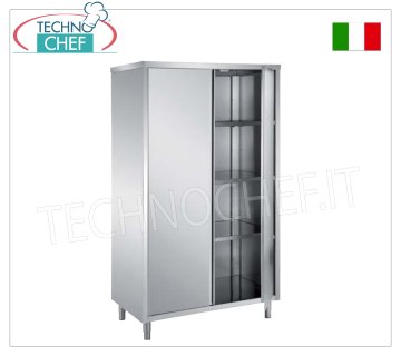 Meuble à vaisselle en inox 304 avec portes battantes et 3 étagères intermédiaires, Profondeur 60 cm - Hauteur 170 cm