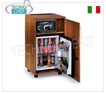 Technochef - Réfrigérateur minibar pour chambres d'hôtel avec armoire et compartiment de rangement, 40 lt. Réfrigérateur minibar pour chambres d'hôtel inséré dans une armoire avec compartiment de rangement, capacité 40 lt, température +8°/+14°C, V.230/1, Kw.0,06-0,075, poids 40 Kg, dim.mm.947x500x495h