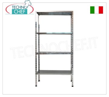 TECHNOCHEF - Etagère inox, module 4 étagères à fentes, profondeur 60 cm, hauteur 180 cm.