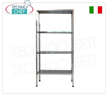 TECHNOCHEF - Etagère inox, module 4 étagères à fentes, profondeur 60 cm, hauteur 200 cm.