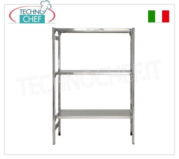 TECHNOCHEF - Etagère inox, module 3 étagères à fentes, profondeur 60 cm, hauteur 150 cm.