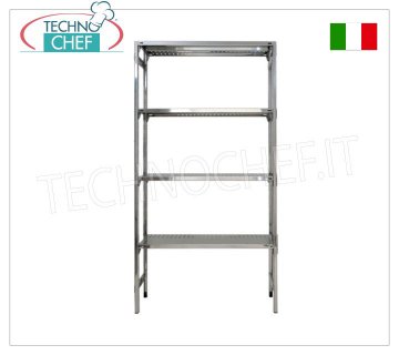 TECHNOCHEF - Etagère en inox, modules 4 étagères à fentes, profondeur 60 cm, hauteur 180 cm.