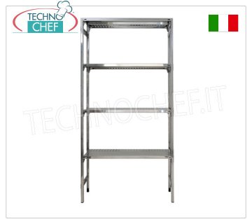 TECHNOCHEF - Etagère inox, module 4 étagères à fentes profondeur 60 cm, hauteur 200 cm.