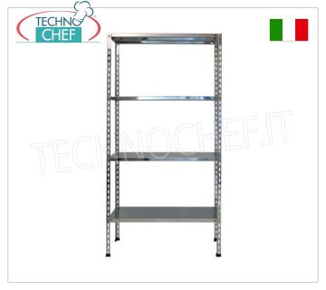 TECHNOCHEF - Etagère inox, module 4 étagères lisses, profondeur 30 cm, hauteur 180 cm.