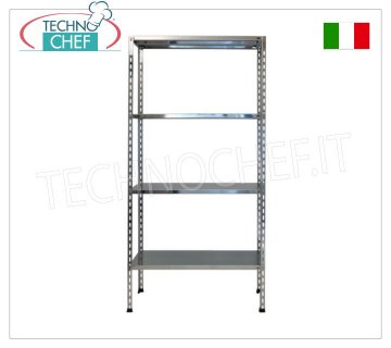 TECHNOCHEF - Etagère inox, module 4 étagères lisses, profondeur 40 cm, hauteur 200 cm.