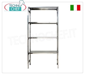 TECHNOCHEF - Etagère inox, module 4 étagères lisses, PROFONDEUR 40 cm, HAUTEUR 200 cm.
