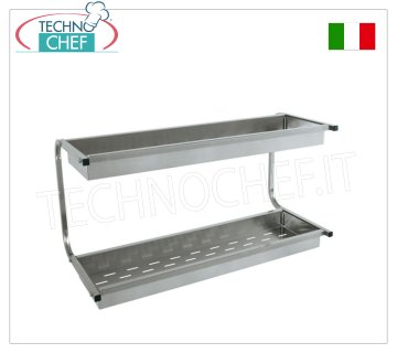 Élément mural égouttoir en verre INOX 304 avec 2 étagères avec panier perforé