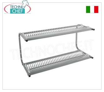 Elément mural égouttoir à vaisselle en inox 304 avec 2 étagères pour 36+36 assiettes