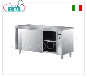 TECHNOCHEF - Table basse chauffante en acier inoxydable 304, avec portes coulissantes, profondeur 60 cm