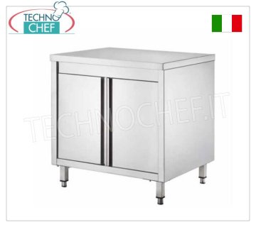 TABLE ARMOIRE EN ACIER INOXYDABLE avec PORTES BATTANTES, Profondeur de 60 et 70 cm