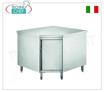 Table d'angle en acier inoxydable avec porte battante, Linea 600