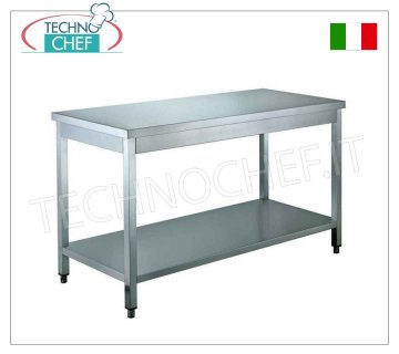 Tables en acier inoxydable, sur pieds avec tablette inférieure, Profondeur 60 cm