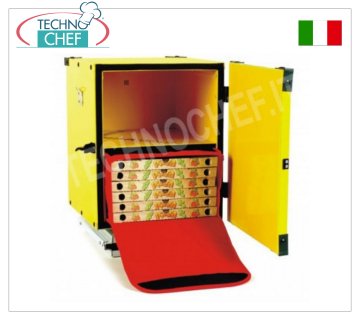 Boîte à pizza avec étagère pour deux sacs isothermes, isolée thermiquement, dim.mm.470x470x520h