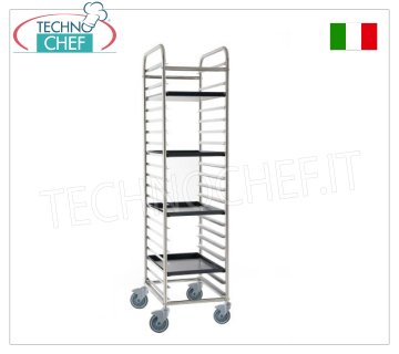 Chariots pour plateaux à pizza et pâtisserie pour 20 plateaux 60x40 cm, dim.mm 480x690x1840h