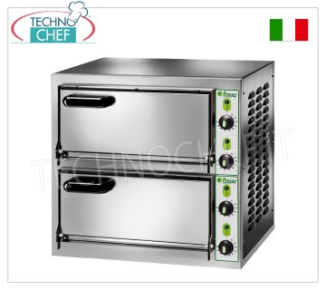 FIMAR - Four à pizza électrique pour 2 grandes PIZZAS, 2 chambres indépendantes de 40,5x40,5 cm, commandes mécaniques, mod. MICRO2C