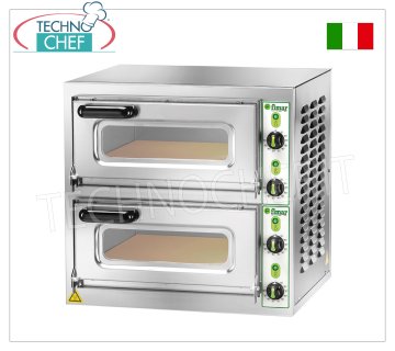 FIMAR - Four à pizza électrique pour 2 grandes PIZZAS, 2 chambres indépendantes de 40,5x40,5 cm, commandes mécaniques, mod. MICROV2C