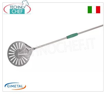 Gi.Metal - Pelle à pizza perforée en acier inoxydable, ligne Gluten Free, longueur du manche 150 cm