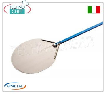 Gi.Metal - Pelle à pizza ronde en aluminium, Blue Line, longueur du manche 120 cm