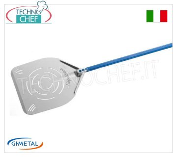 Gi.Metal - Pelle à pizza rectangulaire en aluminium perforé, ligne napolitaine, longueur du manche 150 cm