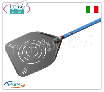 Gi.Metal - Pelle à pizza rectangulaire perforée en aluminium SHA, ligne Napoli, longueur du manche 60 cm