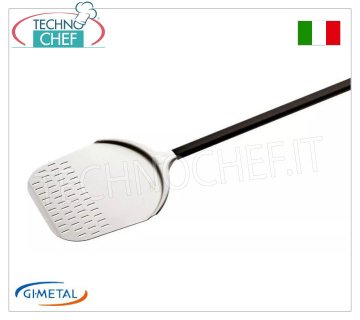 Gi.Metal - Pelle à pizza rectangulaire en aluminium perforé, ligne Alice, longueur du manche 120 cm