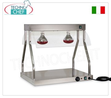 Plaque chauffante en acier inoxydable avec lampes chauffantes infrarouges et déflecteurs latéraux en plexiglas,