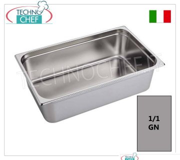 Bacs Gastronorme GN 1/1 en acier inoxydable, dimensions 530 x 325 mm