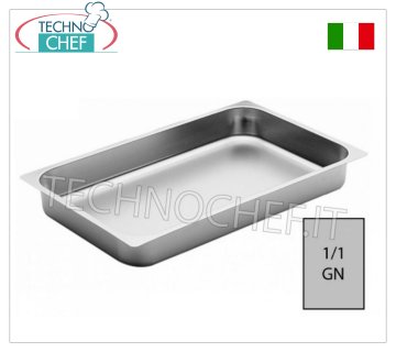 Bacs gastronormes 1/1 en inox, dim. mm. 530x325