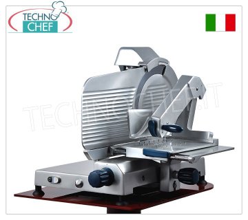 TECHNOCHEF - Trancheuse verticale pour charcuterie, transmission par engrenages, lame Ø 370 mm, bras presse-salami articulé autobloquant