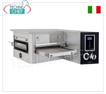 TECHNOCHEF - Four à Pizza Tunnel Électrique avec tapis de 400 mm de large, complet de support, Mod.TUNNELC/40