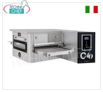 TECHNOCHEF - Four à Pizza Tunnel à Gaz avec tapis de 400 mm de large, complet de support, Mod.TUNNELC/40GAS