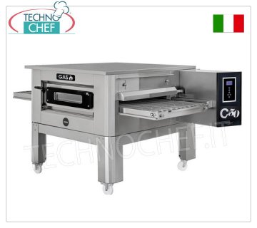 TECHNOCHEF - Four à Pizza Tunnel à Gaz avec tapis de 500 mm, complet avec support, Mod.TUNNELC/50GAS